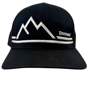 Browning Trucker Hat Black Snapback Mesh Cap Mountain Logo Flexfit 110